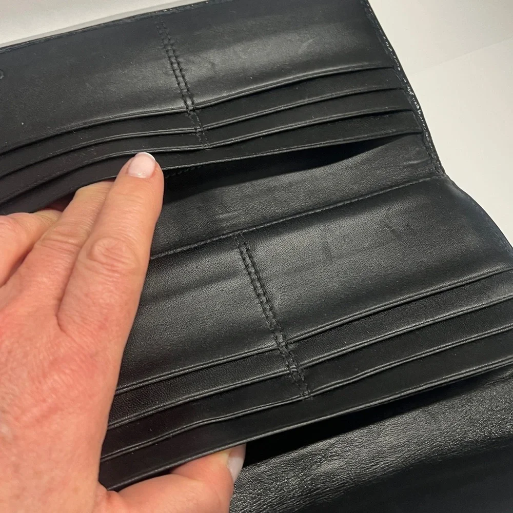 Coach SoHo Signature Jacquard Canvas and Leather Pleated Envelope Clutch Wallet - Picture 11 of 12